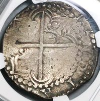 1605 NGC XF 40 Bolivia 8 Reales Cob Spain Philip III Colonial Dollar Silver Coin (22022302C)