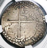 1605 NGC XF 40 Bolivia 8 Reales Cob Spain Philip III Colonial Dollar Silver Coin (22022302C)