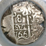 1766 NGC XF 45 Bolivia 8 Reales Cob Spain Colonial Dollar Silver Coin (21102401C)