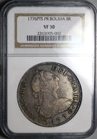 1776 NGC VF 30  Bolivia 8 Reales Charles III Spain Colonial Silver Coin (22030603C)