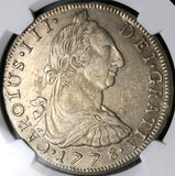 1778 NGC AU 58 Bolivia Charles III 8 Reales Spain Colonial Silver Coin (23041401C)