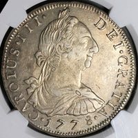 1778 NGC AU 58 Bolivia Charles III 8 Reales Spain Colonial Silver Coin (23041401C)