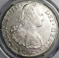1808 PCGS AU 55 Bolivia Charles IIII 8 Reales Spain Colonial Coin (23022001C)