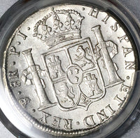 1808 PCGS AU 55 Bolivia Charles IIII 8 Reales Spain Colonial Coin (23022001C)