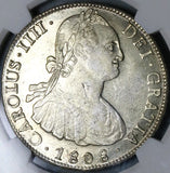 1808 NGC AU 58 Bolivia Charles IIII 8 Reales Spain Colonial Silver Coin (21122501C)