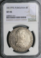 1817 NGC XF 45 Bolivia Ferdinand VII 8 Reales Spain Colonial Silver Dollar Coin (22030903C)