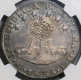 1836 NGC AU 53 Bolivia 8 Soles Bolivar Potosi Alpaca Silver Coin (22113001D)