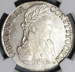 1838 NGC AU 58 Bolivia 8 Soles Bolivar Alpaca Silver Coin (22120201D)