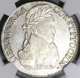 1838 NGC AU 58 Bolivia 8 Soles Bolivar Alpaca Silver Coin (22120201D)