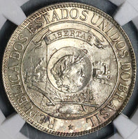1900 NGC MS 64 Brazil 1000 Reis Discovery Commemorative Silver Coin 33K (18071401D)