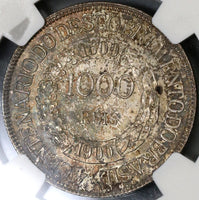 1900 NGC MS 64 Brazil 1000 Reis Discovery Commemorative Silver Coin 33K Minted (19080701C)