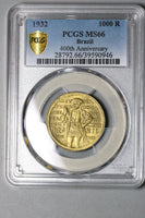 1932 PCGS MS 66 Brazil 1000 Reis Colonization da Sousa 56K Coins (22042901C)