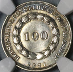 1837 NGC AU Det Brazil Silver 100 Reis Rare 9562 Coins Minted (21082603C)