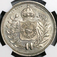 1837 NGC AU Brazil 1200 Reis Crown Silver Coin Rare 6K (23031802C)