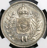 1837 NGC AU Brazil 1200 Reis Crown Silver Coin Rare 6K (23031802C)