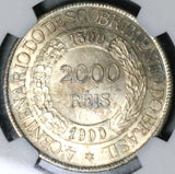 1900 NGC MS 63 Brazil 2000 Reis Discovery Silver Coin 20K Minted (21082801C)