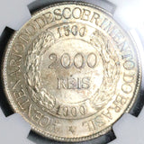 1900 NGC MS 63 Brazil 2000 Reis Discovery Silver Coin 20K Minted (21082801C)