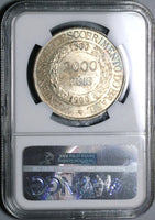 1900 NGC MS 63 Brazil 2000 Reis Discovery Silver Coin 20K Minted (21082801C)