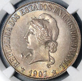 1907 NGC MS 63+ Brazil 2000 Reis Liberty Head Silver Coin (23040301C)