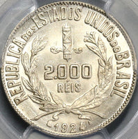 1924 PCGS MS 66+ BRAZIL 2000 Reis GEM BU Coin POP 1/0 (18073002C)