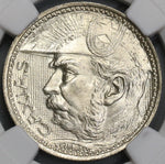 1935 NGC MS 66 Brazil 2000 Reis Duke of Caxias Silver Coin POP 11/5 (18082201C)
