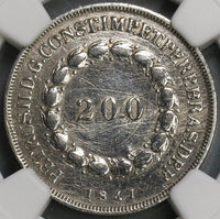 1847 NGC AU Det Brazil 200 Reis Rare Silver Coin 2936 Minted (19062303C)