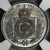 1865  NGC MS 65 Brazil 200 Reis Silver GEM Mint State Coin POP 7/1 (22013101C)