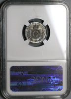 1865  NGC MS 65 Brazil 200 Reis Silver GEM Mint State Coin POP 7/1 (22013101C)