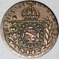 1824-R Brazil 20 Reis XF Rio Mint Die Clash Mint Error Coin (21060602R)