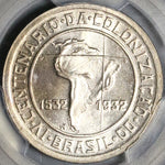 1932 PCGS MS 65  Brazil 400 Reis Colonization Commemorative Topographical Map Coins (22061002C)