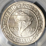 1932 PCGS MS 65  Brazil 400 Reis Colonization Commemorative Topographical Map Coins (22061002C)