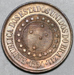 1894 Brazil 40 Reis UNC Red Brown Coin (20041601R)
