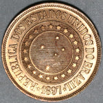 1897 Brazil 40 Reis UNC Red Coin (20041602R)