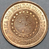1897 Brazil 40 Reis UNC Red Coin (20041602R)