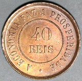 1900 Brazil 40 Reis UNC Red Brown Coin (20041604R)
