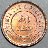 1900 Brazil 40 Reis UNC Red Brown Coin (20041604R)