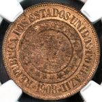 1908 NGC MS 63 Brazil 40 Reis Mint State Coin (19100802C)