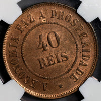 1908 NGC MS 63 Brazil 40 Reis Mint State Coin (19100802C)