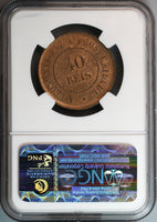 1908 NGC MS 63 Brazil 40 Reis Mint State Coin (19100802C)