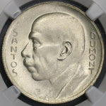 1936 NGC MS 64 Brazil 5000 Reis Dumont Aviation Pioneer Silver Coin (21090701C)
