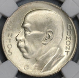 1936 NGC MS 64 Brazil 5000 Reis Dumont Aviation Pioneer Silver Coin (21090702C)