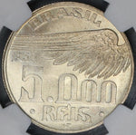 1936 NGC MS 64 Brazil 5000 Reis Dumont Aviation Pioneer Silver Coin (21090702C)
