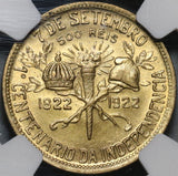 1922 NGC MS 65 Brazil 500 Reis Independence Centennial Commemorative Coin (20103103C)