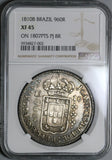 1810-B NGC XF 45 Brazil 960 Reis Overstruck Bolivia 8 Reales 1807 Coin (21072501C)