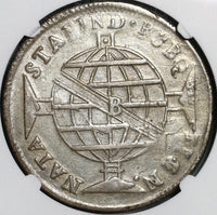 1814-B NGC XF Det Brazil 960 Reis Overstruck Peru 8 Reales 1805 Spain Colonial Coin (21011202C)