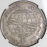 1815-R NGC AU 55 Brazil 960 Reis Overstruck Chile 8 Reales 1814-So Coin (21092401C)