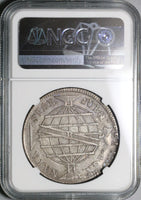 1815-R NGC AU 55 Brazil 960 Reis Overstruck Chile 8 Reales 1814-So Coin (21092401C)