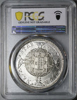 1819-R PCGS UNC Brazil 960 Reis Overstruck Chile 8 Reales 1813 Coin (22071303C)