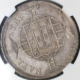 1820-R NGC AU 58 Brazil 960 Reis Overstruck Bolivia 8 Reales 1817 Coin (22070701D)