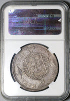 1820-R NGC AU 58 Brazil 960 Reis Overstruck Bolivia 8 Reales 1817 Coin (22070701D)